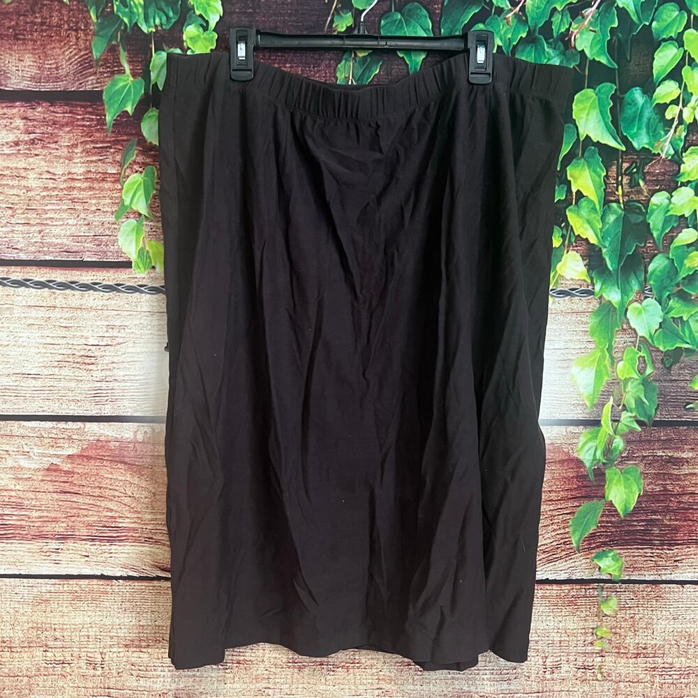 Eileen Fisher Woman Chocolate Brown Midi Skirt Plus Size 3X Viscose Blnd Stretch